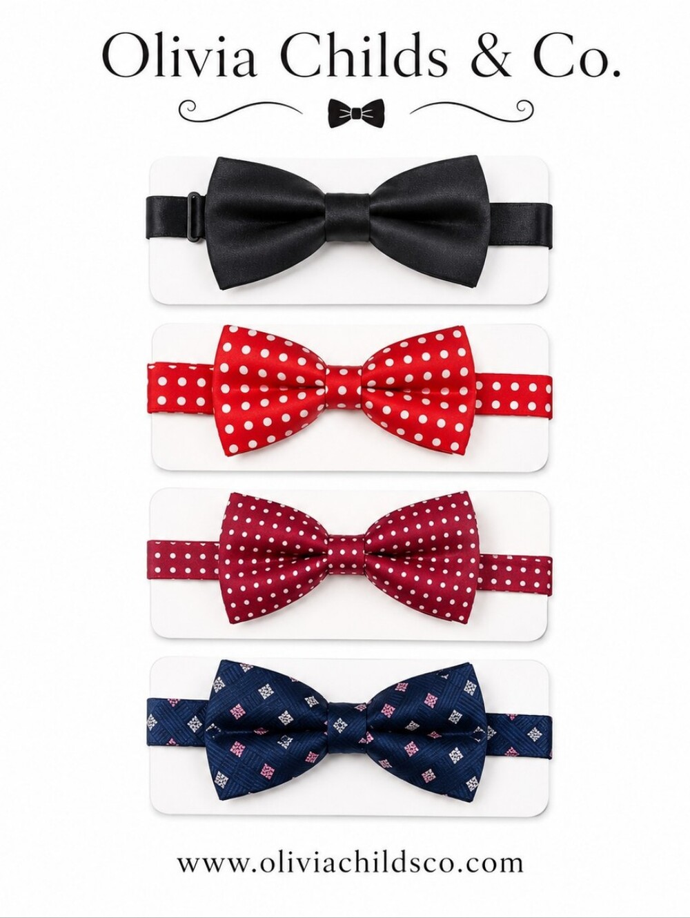 New w/o Tags- Infant Tddler Boys Bow Tie Set - Black, Red, Burgundy, Navy